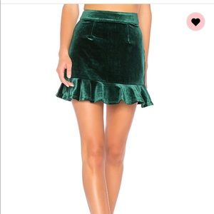 Elegant Green Velvet Mini Skirt
